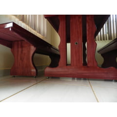 Conjunto Mesa Rústica (200 x 90) com 2 Bancos Rústicos (200 X 38) de Madeira Maciça de Roxão – 6 lugares
