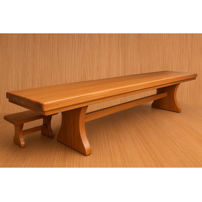 Conjunto Mesa Rústica Madeira Maciça (2,80cm x 85cm) com 08 CADEIRAS  Rústicas Coloniais, tudo em Cedro Mara - Acabamento Verniz AutoBrilho - Pés formato Taça - 08 lugares