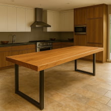 Conjunto Mesa Rústica Churrasco (300cm x 86cm x 6,5cm) com 2 Bancos Rústicos (300cm X 35cm x 5cm ) de Madeira Maciça de Angelim – 10 lugares