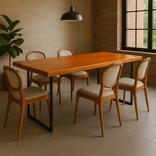 Conjunto Mesa Rústica Churrasco Tampão(250cm x 85cm x  6cm) Pés formato Torre,  com 2 Bancos Rústicos Tampão(250cm x 36cm x 4cm) de Madeira Maciça de Angelim – 10 lugares