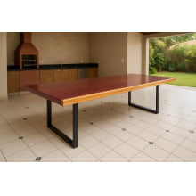Conjunto Mesa Rústica (250cm x 85cm) Pés Formato X, com 2 Bancos Rústicos (250cm X 36cm) de Madeira Maciça de Roxão – 8 lugares